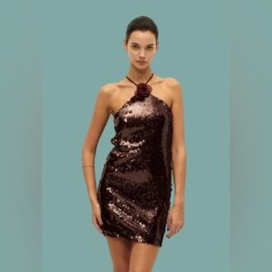 Elodie Strapless Sequin Mini Dress in Deep Wine
